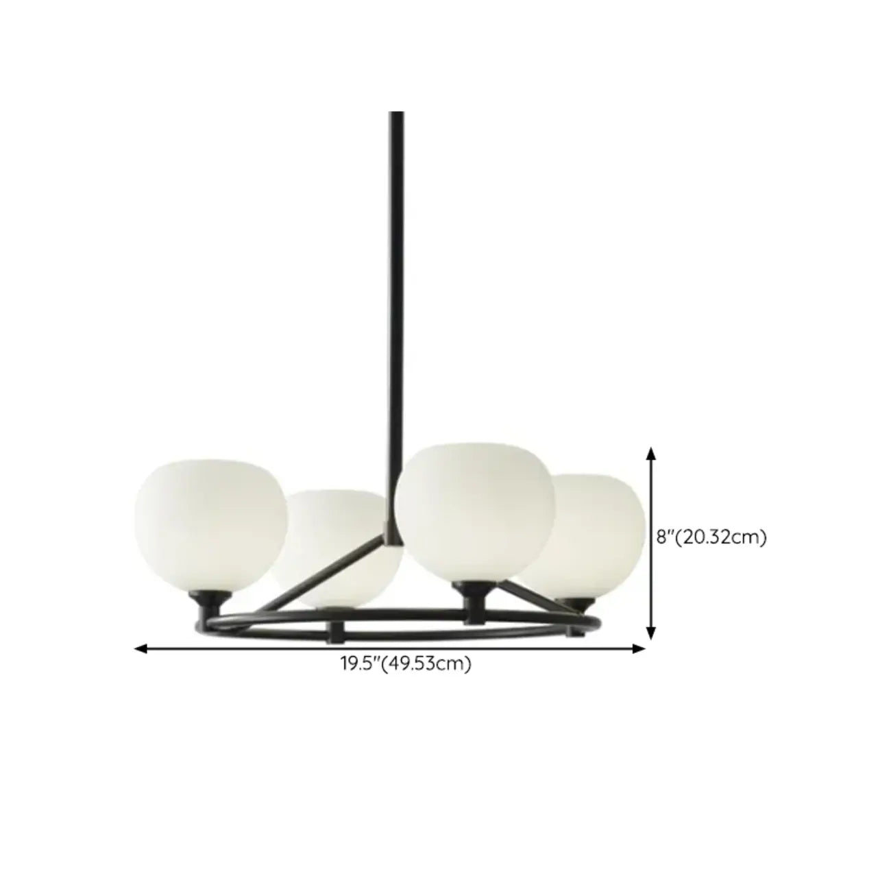 Lustre minimaliste en verre blanc et métal noir