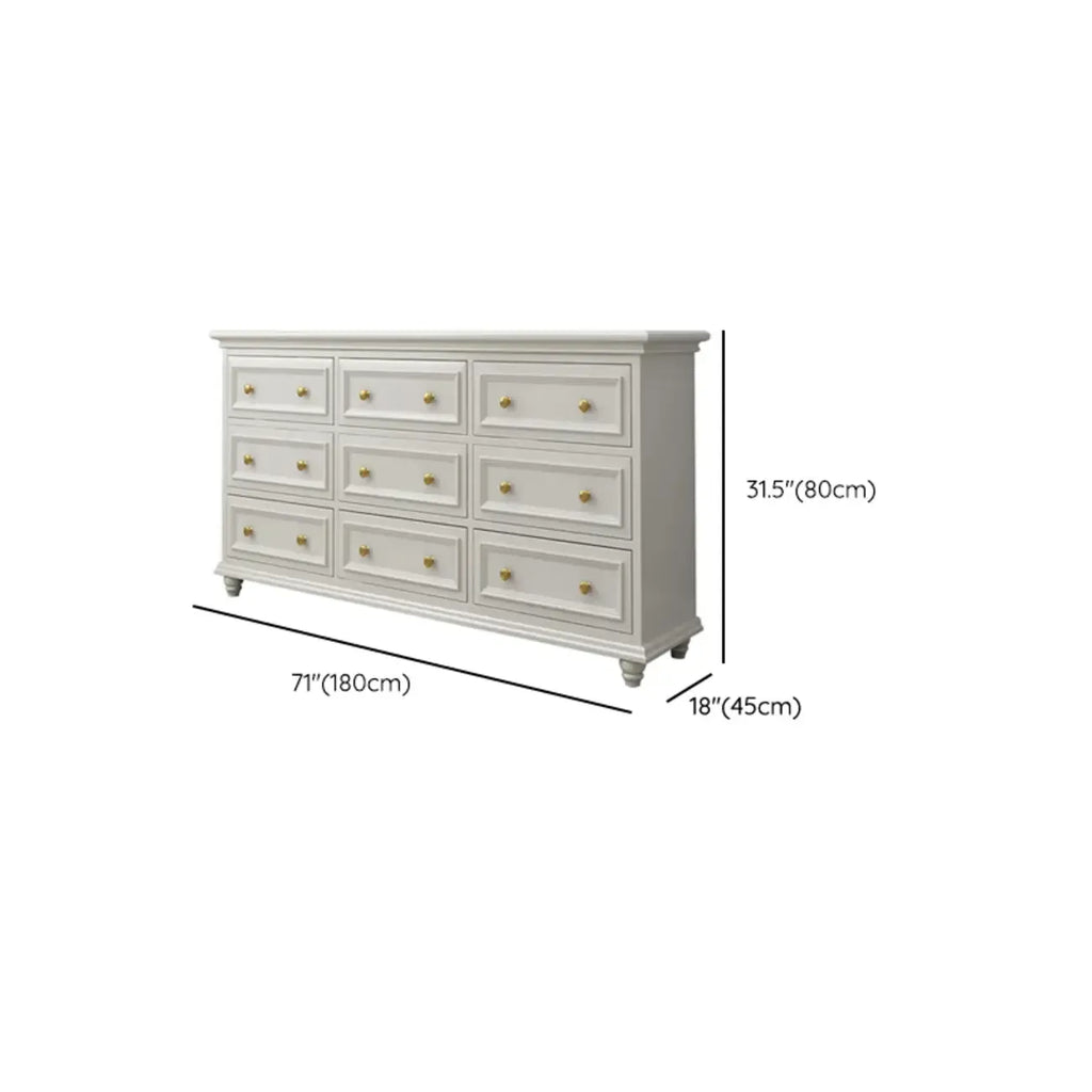 Commode de célibataire en bois blanc de qualité supérieure avec poignée dorée