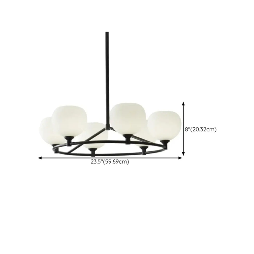 Lustre minimaliste en verre blanc et métal noir