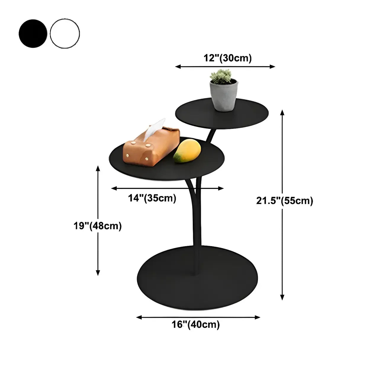 Table de chevet ronde minimaliste en métal à 2 niveaux