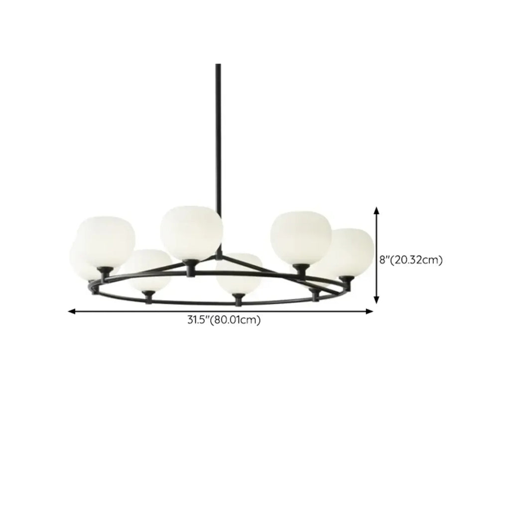 Lustre minimaliste en verre blanc et métal noir