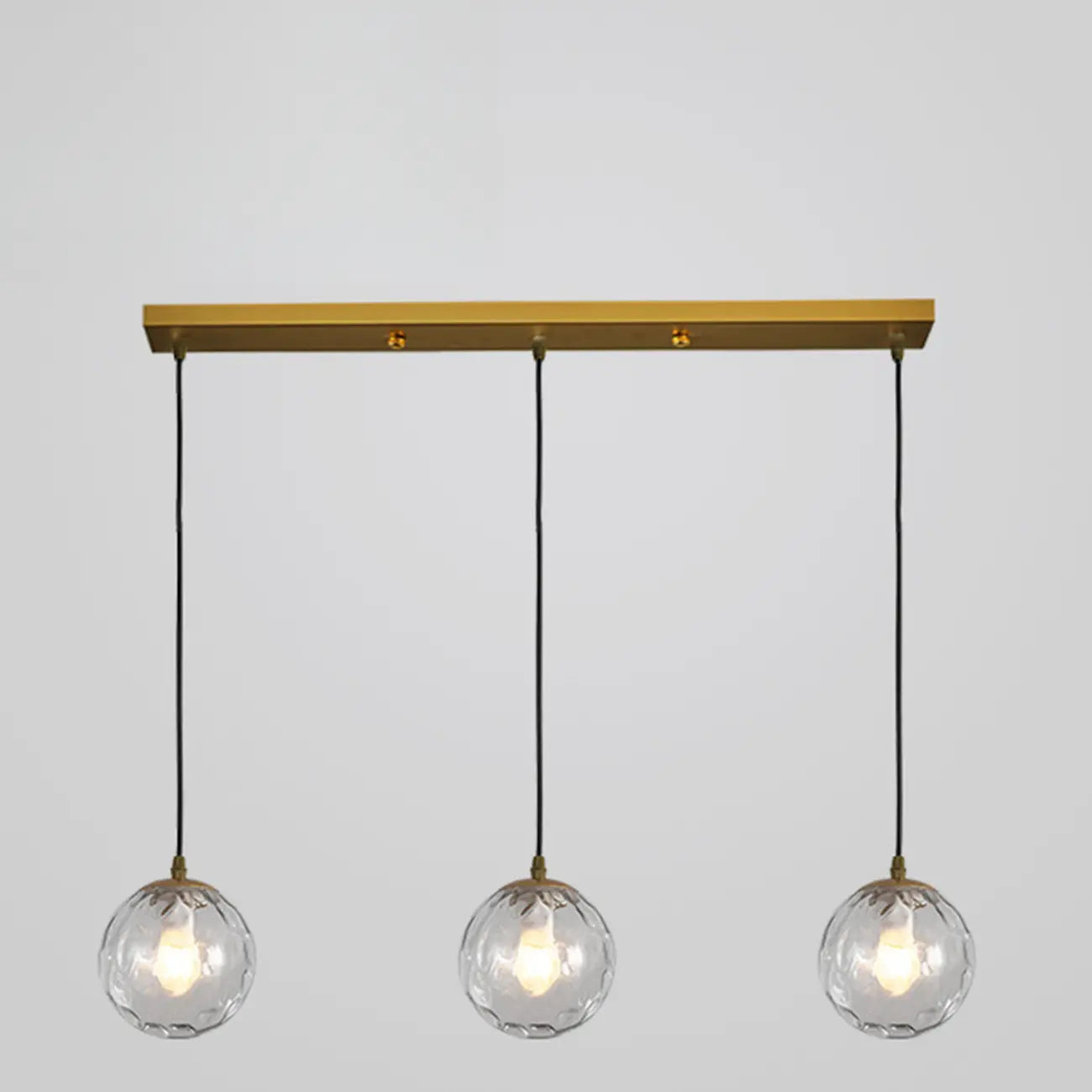 Lampadario moderno a sospensione con 3 globi in vetro