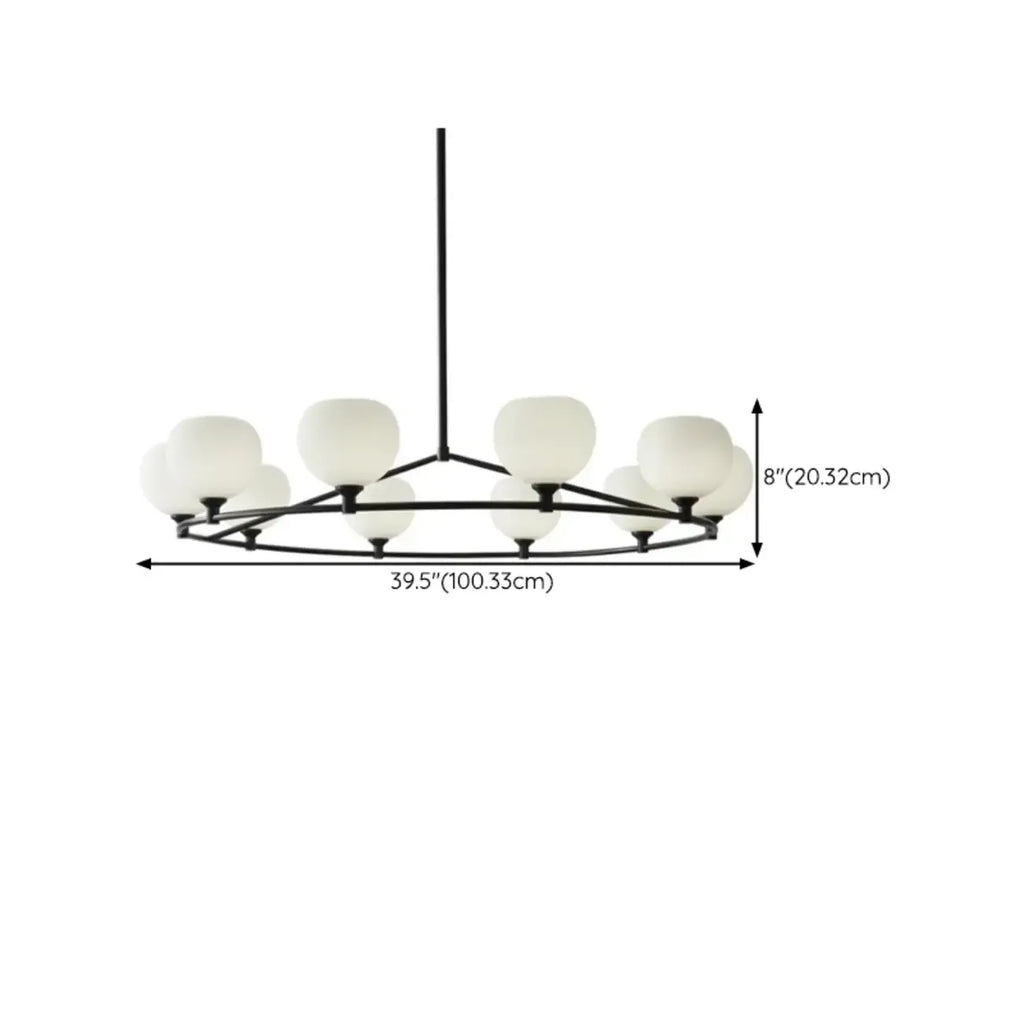 Lustre minimaliste en verre blanc et métal noir