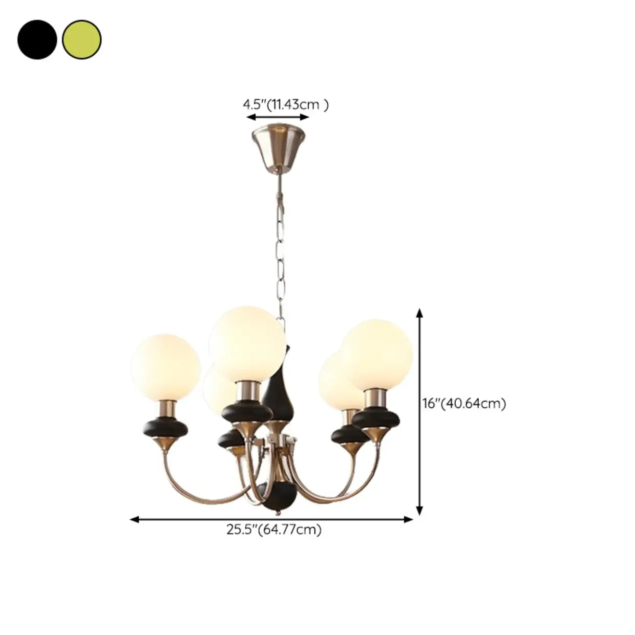 Lampadario moderno a sfera verde regolabile