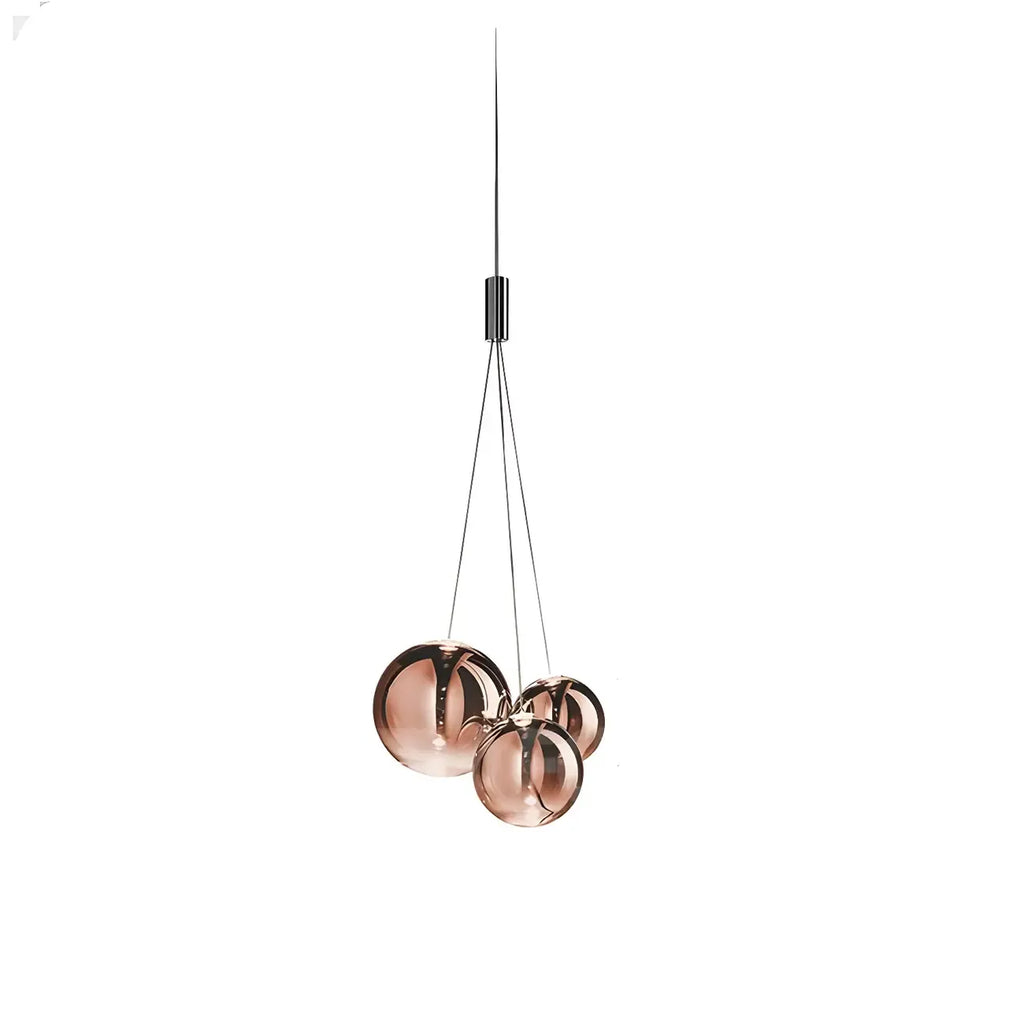 Lampadario a 3 luci con mini sfere in vetro a LED dal design moderno