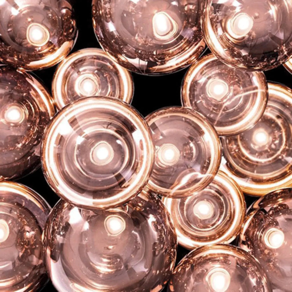 Lampadario a 3 luci con mini sfere in vetro a LED dal design moderno