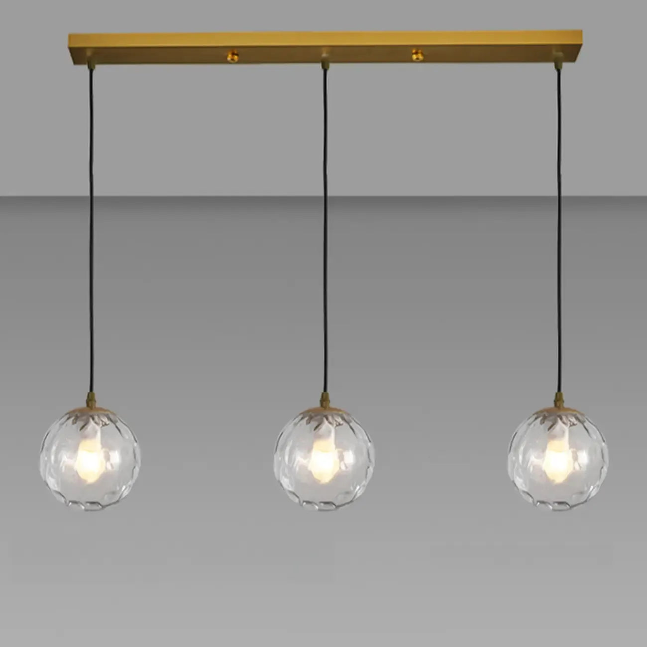 Lampadario moderno a sospensione con 3 globi in vetro