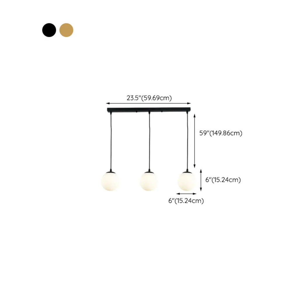 Lampadario moderno a sospensione con 3 globi in vetro