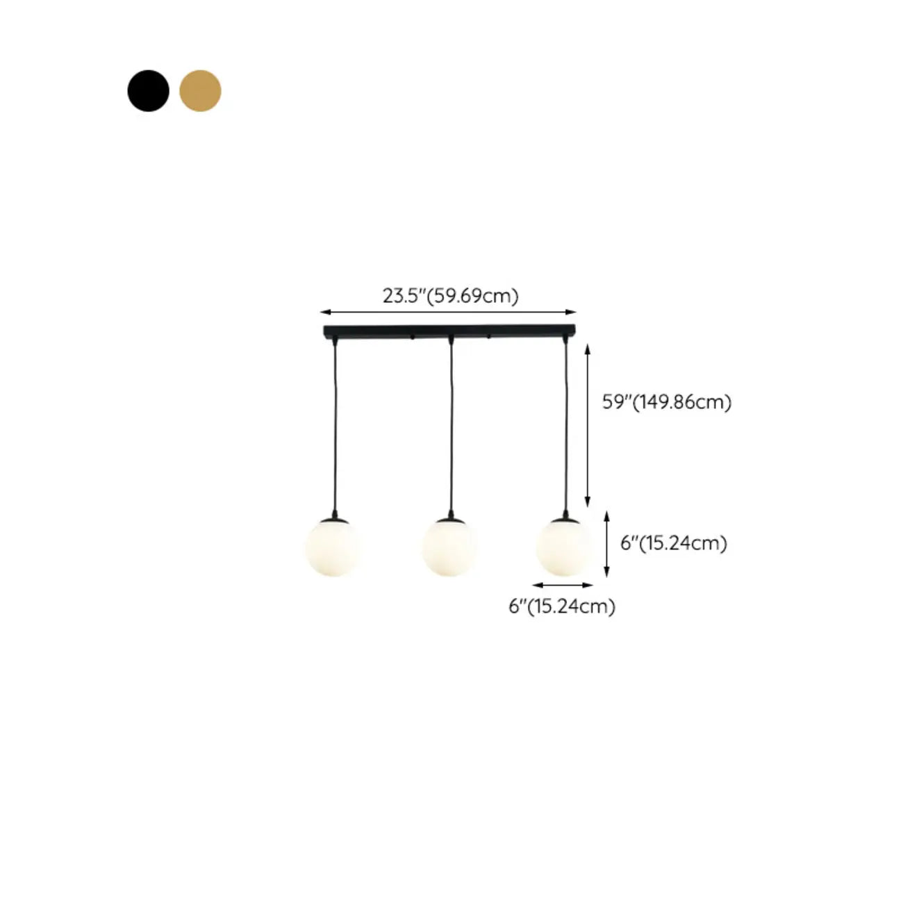 Lampadario moderno a sospensione con 3 globi in vetro