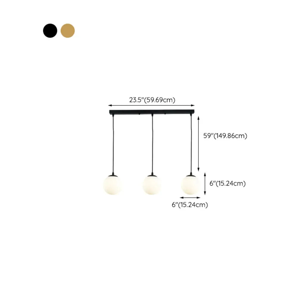 Lampadario moderno a sospensione con 3 globi in vetro