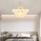 Lustre moderne de luxe à plusieurs niveaux en forme de coquillage avec verre dépoli