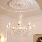 Lustre moderne en métal et cristal, style candélabre, couleur craie
