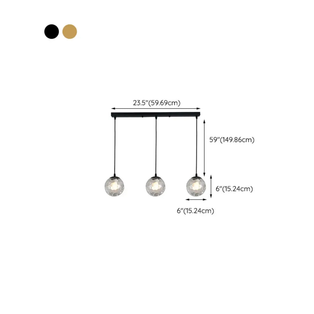 Lampadario moderno a sospensione con 3 globi in vetro