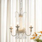 Lustre moderne en métal et cristal, style candélabre, couleur craie