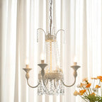 Lustre moderne en métal et cristal, style candélabre, couleur craie
