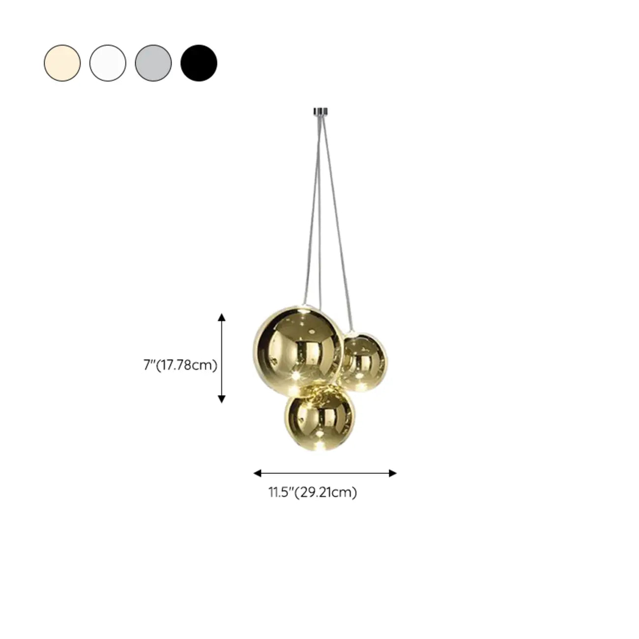 Lampadario a 3 luci con mini sfere in vetro a LED dal design moderno