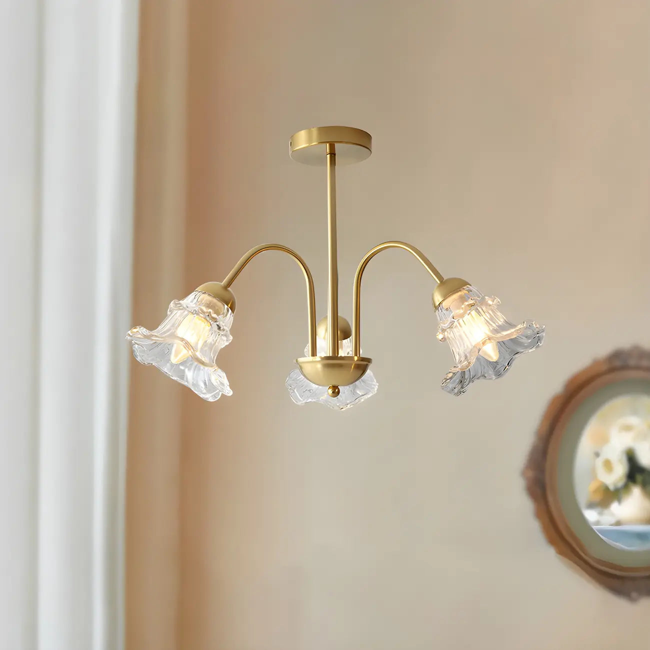 Lustre vintage de luxe en cristal en forme de fleur pour salon