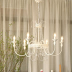 Lustre moderne en métal et cristal, style candélabre, couleur craie