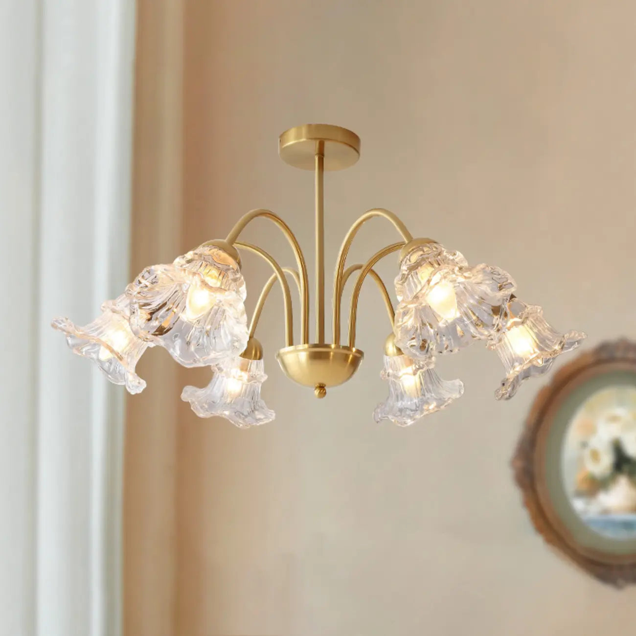 Lustre vintage de luxe en cristal en forme de fleur pour salon