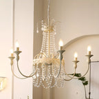 Lustre moderne en métal et cristal, style candélabre, couleur craie