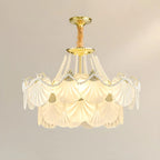 Lustre moderne de luxe à plusieurs niveaux en forme de coquillage avec verre dépoli