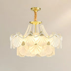 Lustre moderne de luxe à plusieurs niveaux en forme de coquillage avec verre dépoli