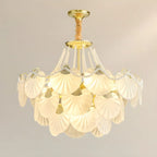 Lustre moderne de luxe à plusieurs niveaux en forme de coquillage avec verre dépoli