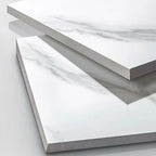 Table de chevet à 3 tiroirs en marbre blanc avec éclairage LED