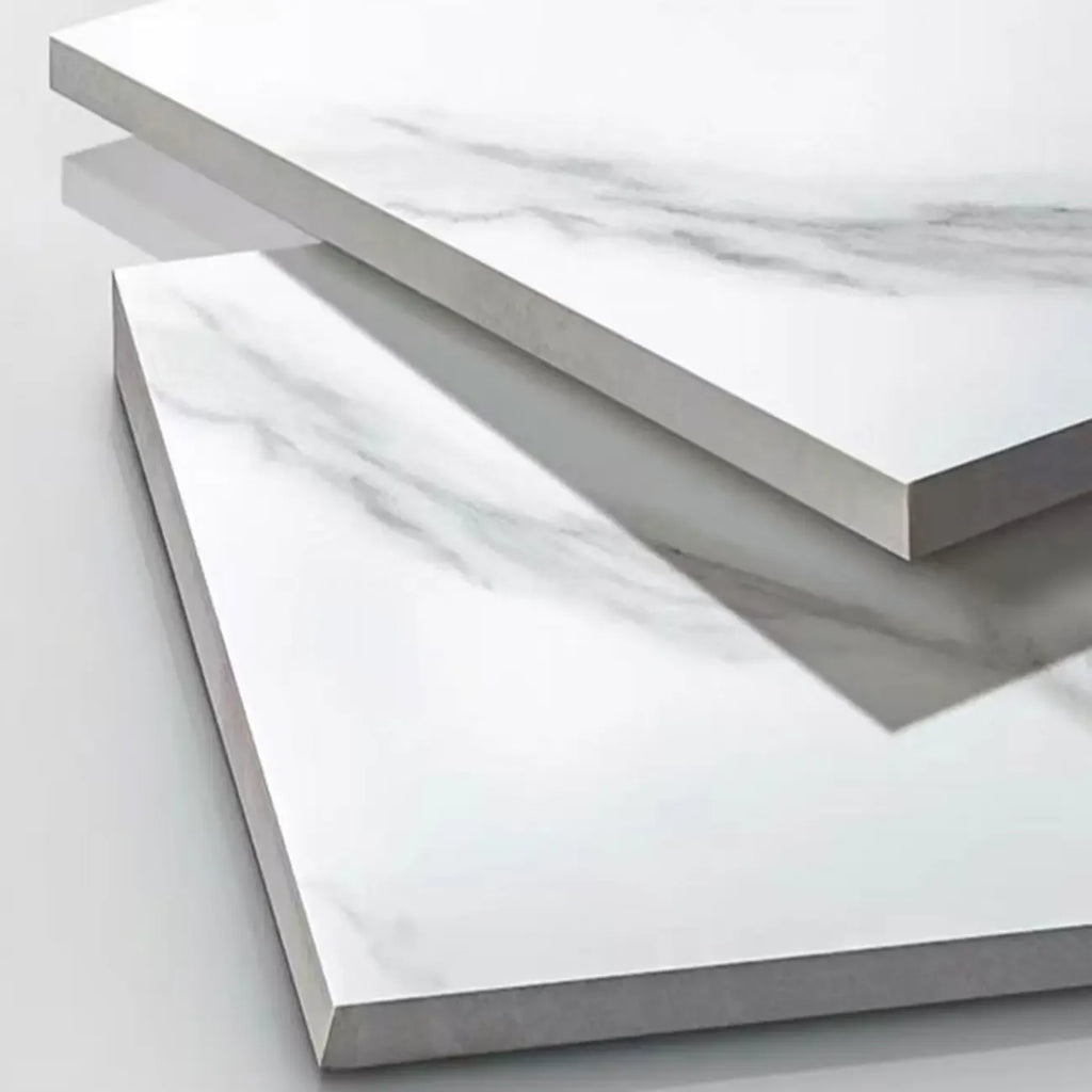 Table de chevet à 3 tiroirs en marbre blanc avec éclairage LED