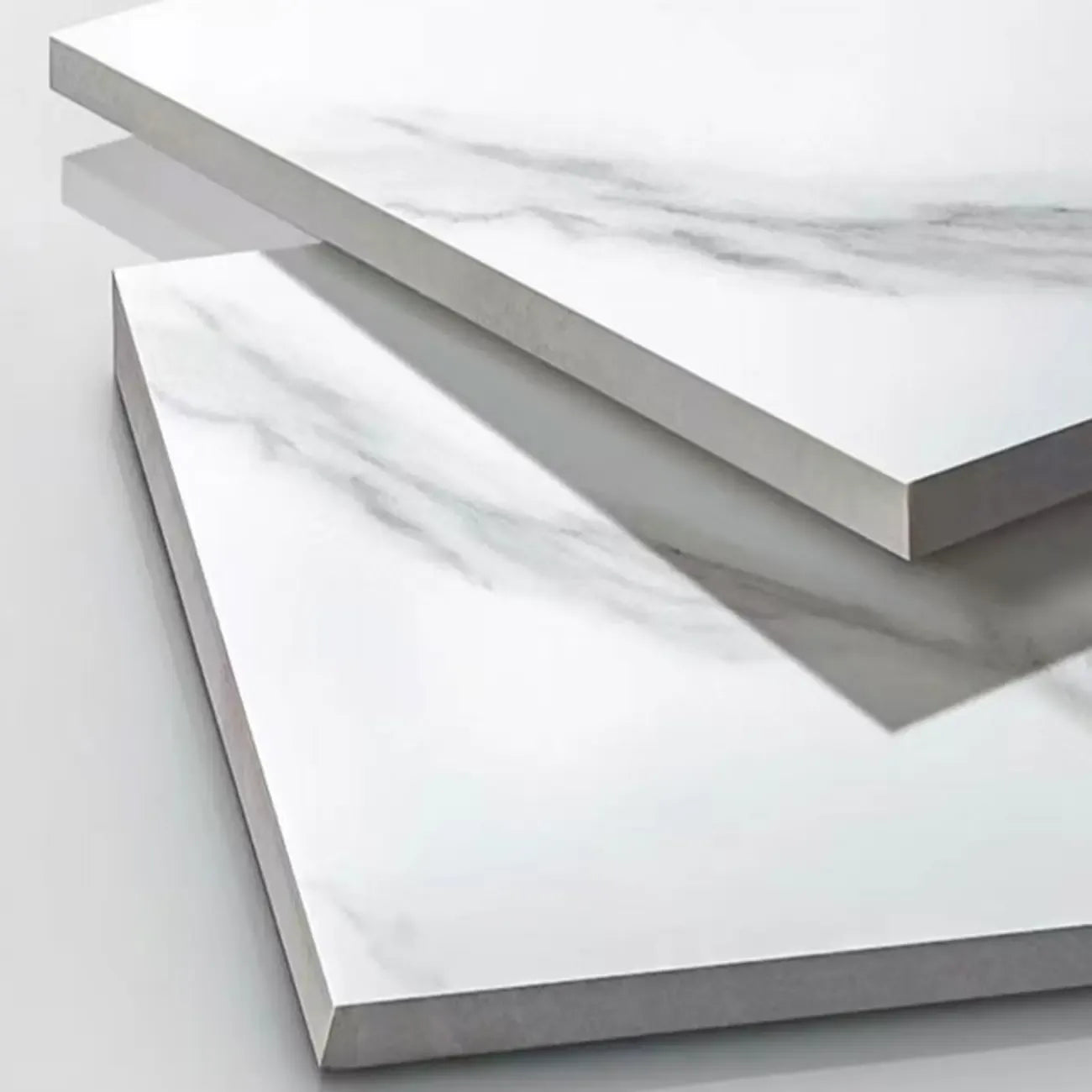 Table de chevet à 3 tiroirs en marbre blanc avec éclairage LED