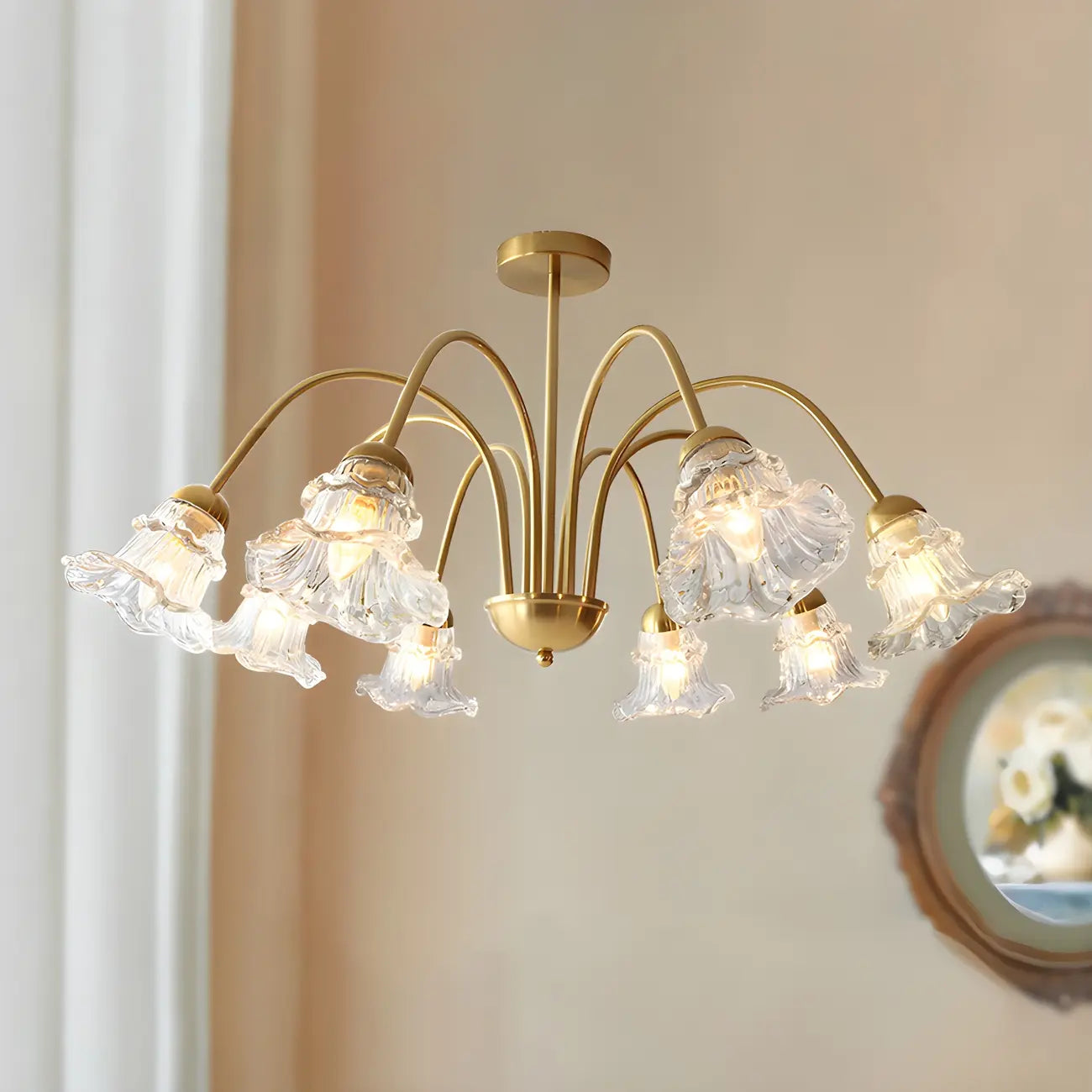 Lustre vintage de luxe en cristal en forme de fleur pour salon