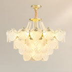 Lustre moderne de luxe à plusieurs niveaux en forme de coquillage avec verre dépoli