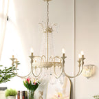 Lustre moderne en métal et cristal, style candélabre, couleur craie