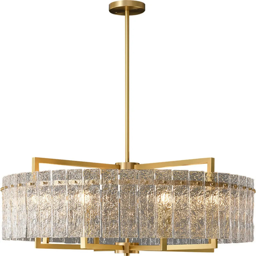 Lustre rond de luxe en cristal avec abat-jour en verre