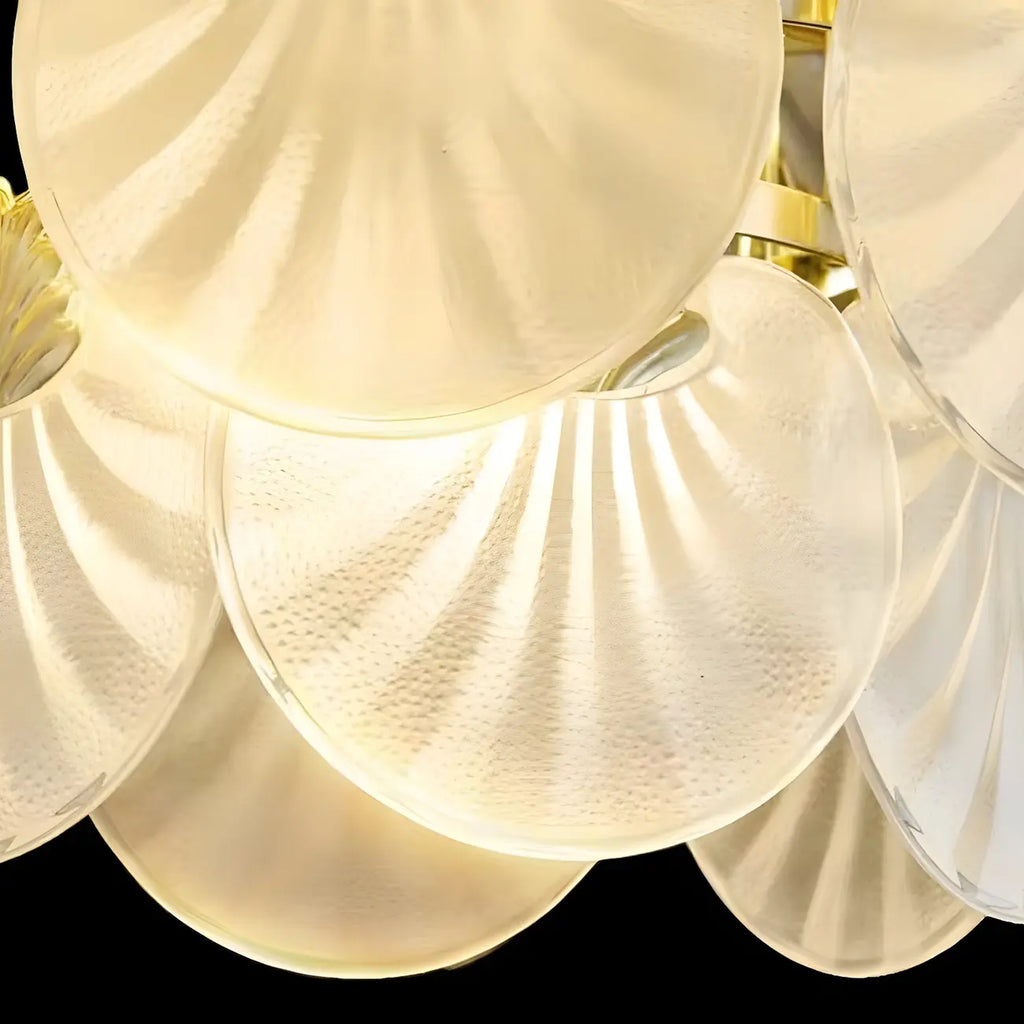 Lustre moderne de luxe à plusieurs niveaux en forme de coquillage avec verre dépoli