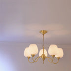 Lustre vintage en laiton doré à 8 lumières, longueur de suspension réglable