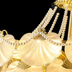 Lustre moderne de luxe à plusieurs niveaux en forme de coquillage avec verre dépoli