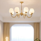Lustre vintage en laiton doré à 8 lumières, longueur de suspension réglable
