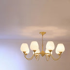 Lustre vintage en laiton doré à 8 lumières, longueur de suspension réglable