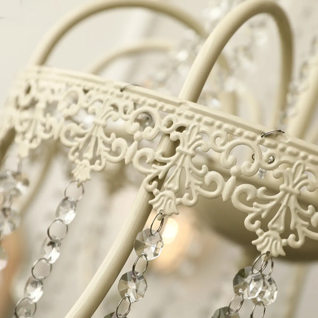 Lustre moderne en métal et cristal, style candélabre, couleur craie