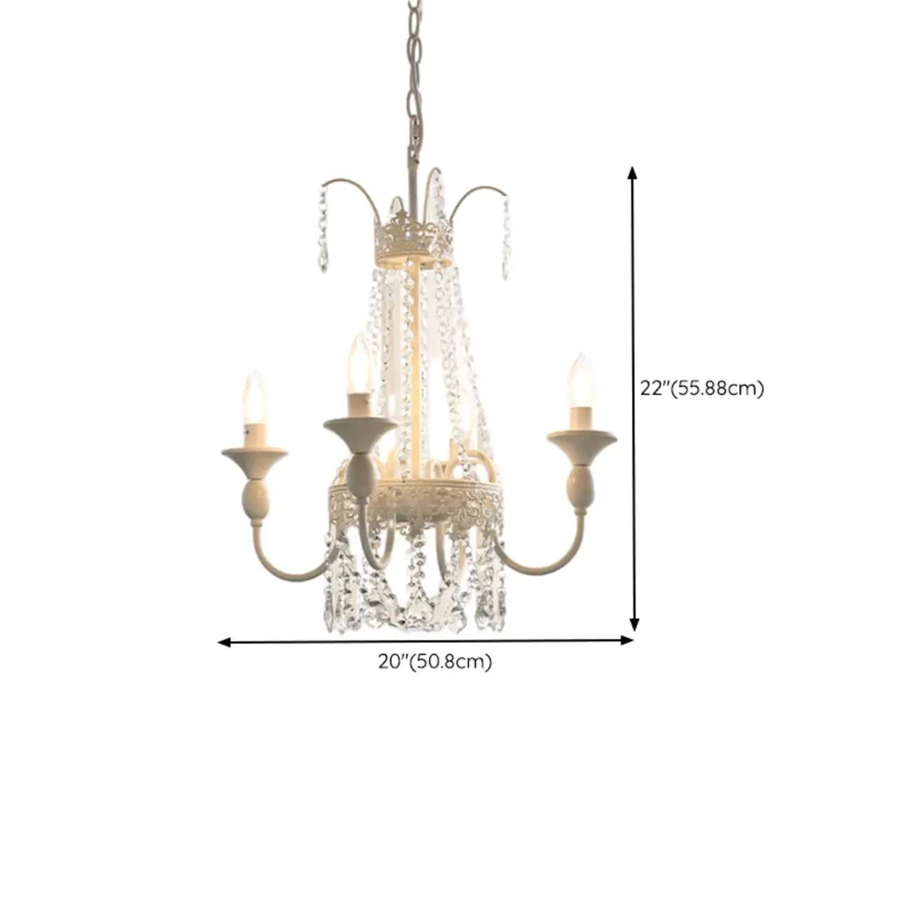 Lustre moderne en métal et cristal, style candélabre, couleur craie