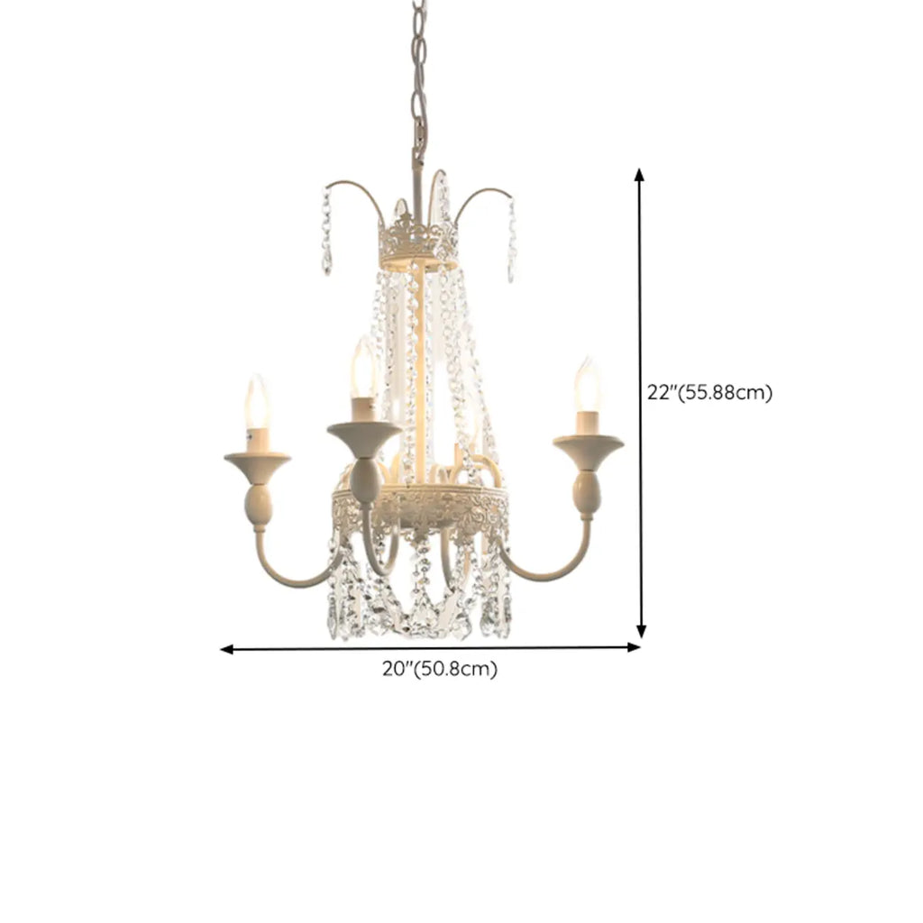 Lustre moderne en métal et cristal, style candélabre, couleur craie
