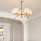 Lustre vintage en laiton doré à 8 lumières, longueur de suspension réglable