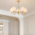 Lustre vintage en laiton doré à 8 lumières, longueur de suspension réglable