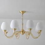 Lustre vintage en laiton doré à 8 lumières, longueur de suspension réglable