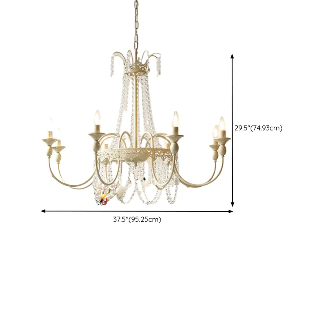 Lustre moderne en métal et cristal, style candélabre, couleur craie