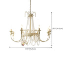 Lustre moderne en métal et cristal, style candélabre, couleur craie