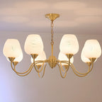 Lustre vintage en laiton doré à 8 lumières, longueur de suspension réglable