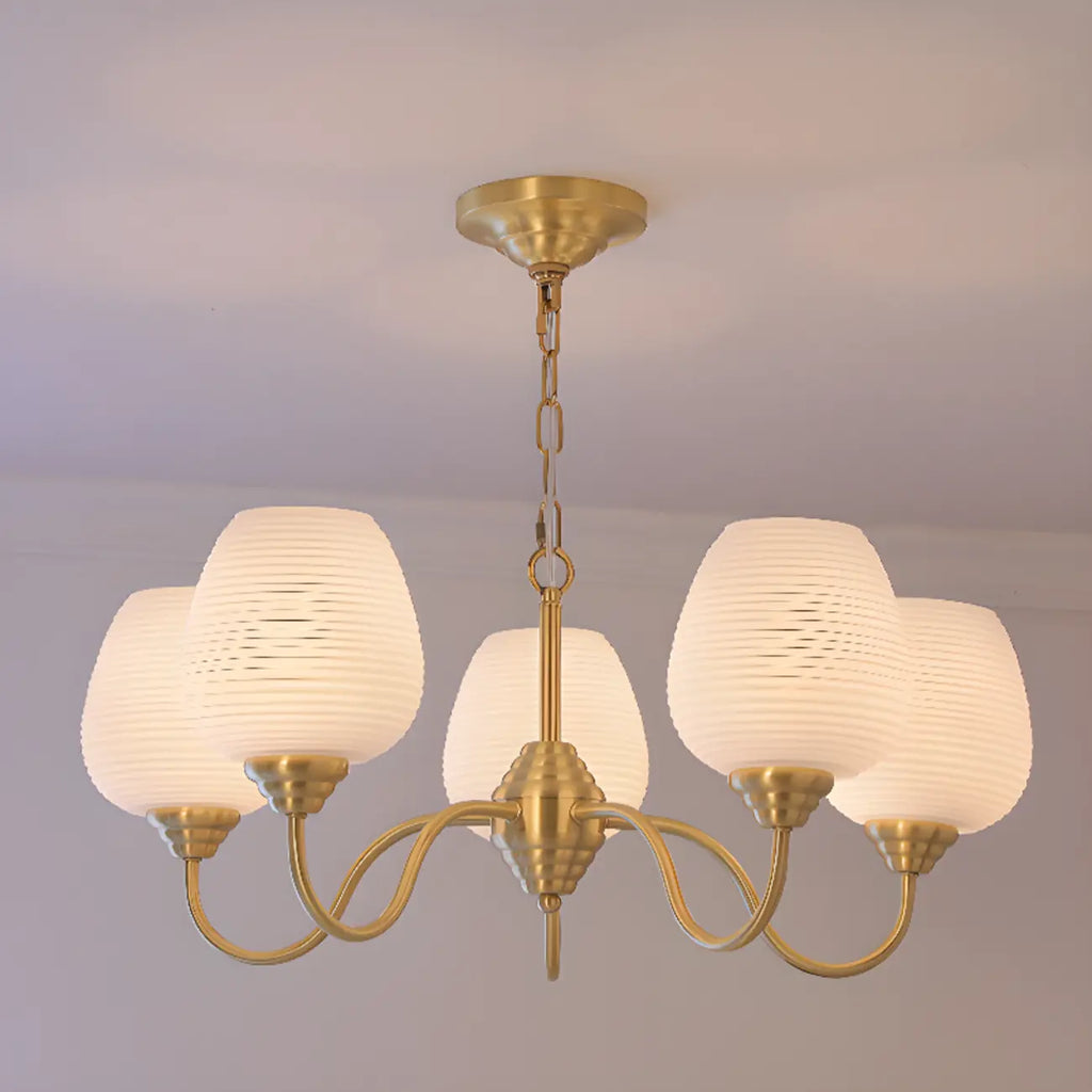 Lustre vintage en laiton doré à 8 lumières, longueur de suspension réglable