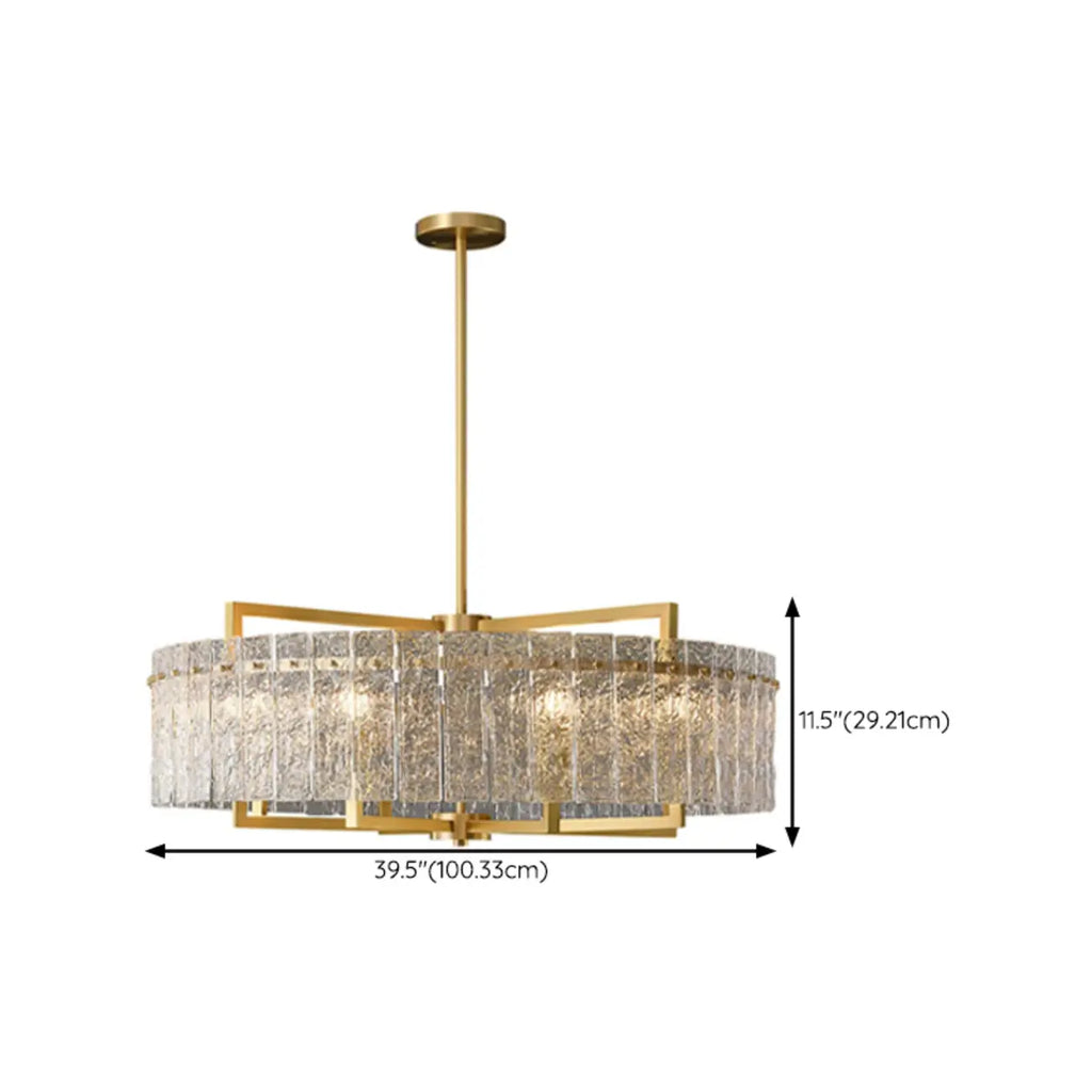 Lustre rond de luxe en cristal avec abat-jour en verre